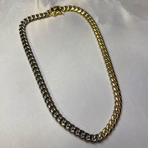 Two Toned Stainless Steel and Gold Filled Curb Chain Necklace